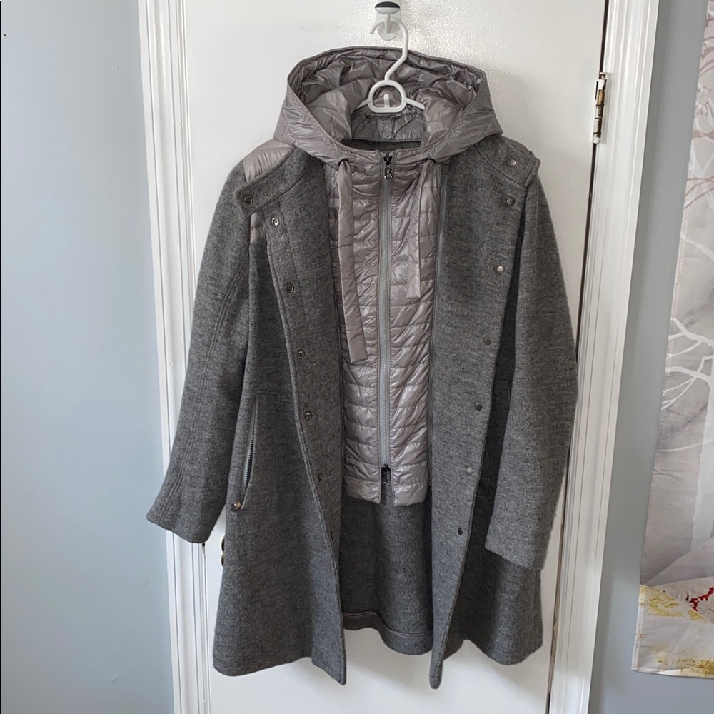 Wool Bogner Gray Hooded Coat